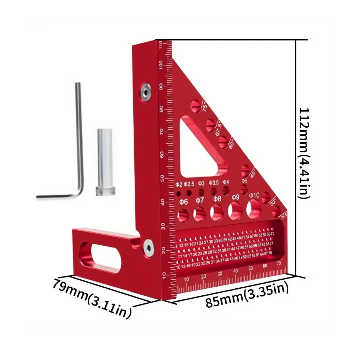 Righello di misura multiangolo 3D esteso con perno
