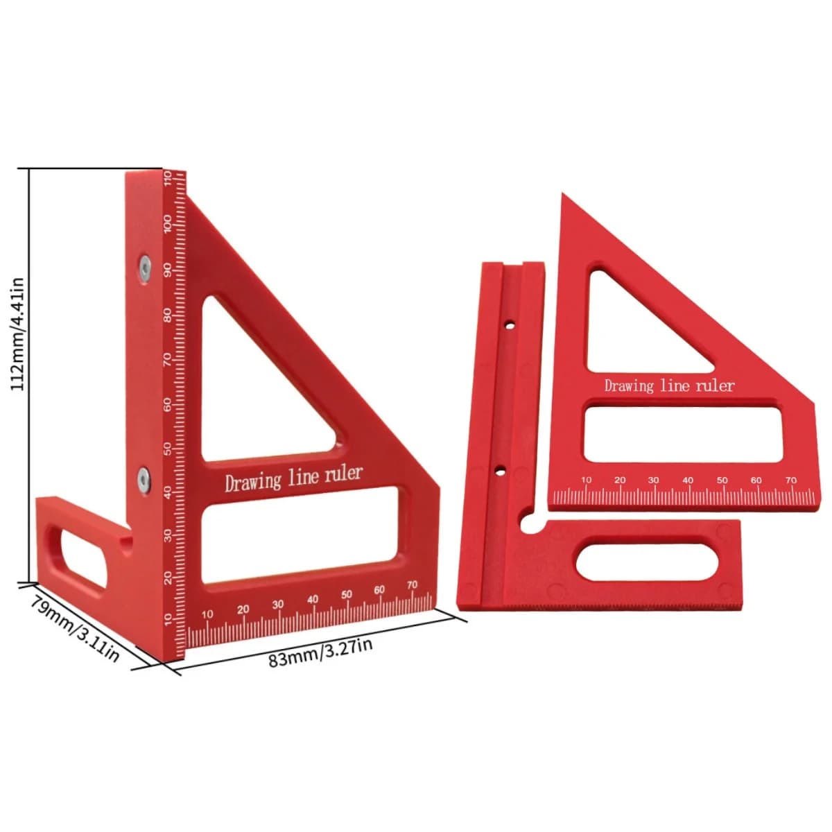 Goniometro a T 45/90 Gradi con Traccia Linee