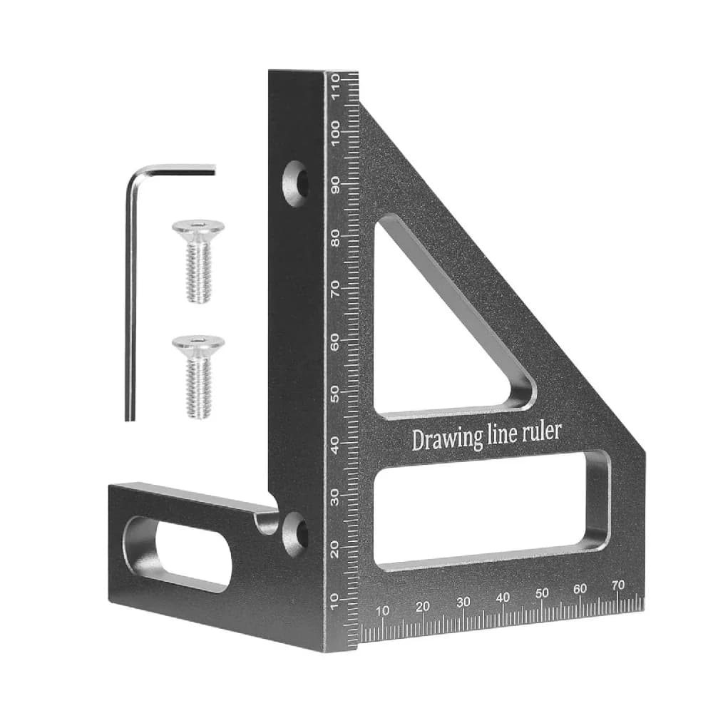 Squadra triangolare multiangolo 3D in alluminio con goniometro