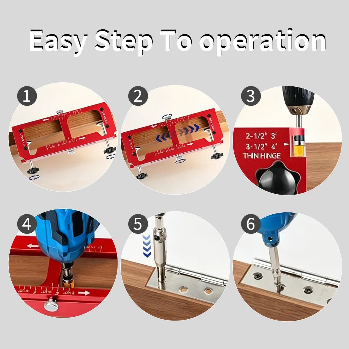 Guida e localizzatore per foratura cerniere 2-in-1