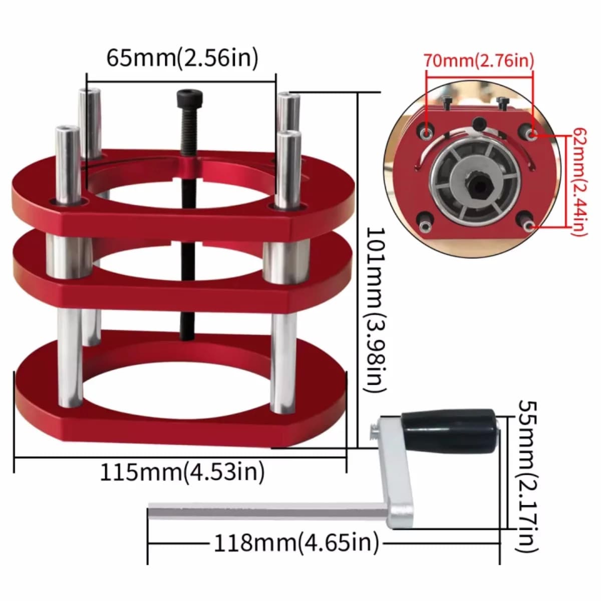 Kit di sollevamento piastra inserto tavolo fresatrice in alluminio, 65mm