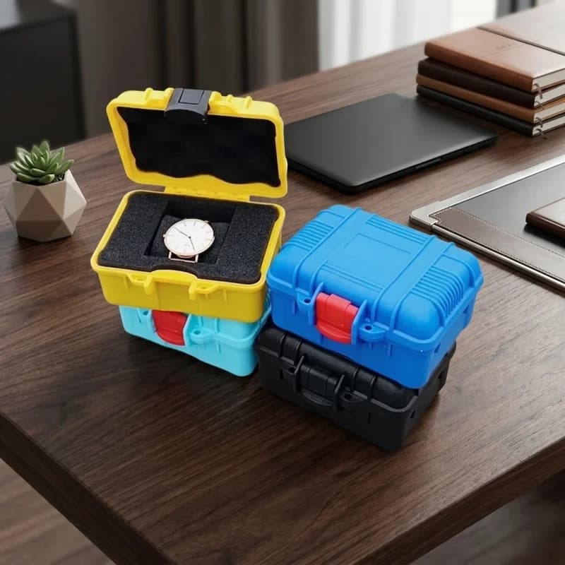 Mini cassetta portautensili in plastica con spugna, 125x112x70mm