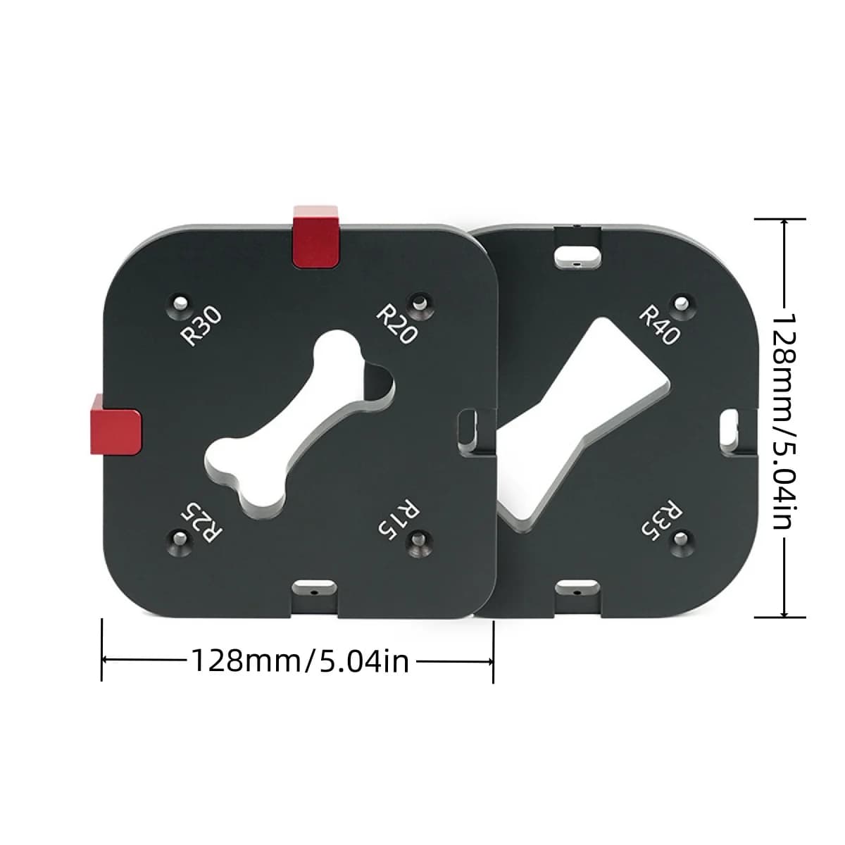 Set di sagome in alluminio per raggi angolari router, R15-R50