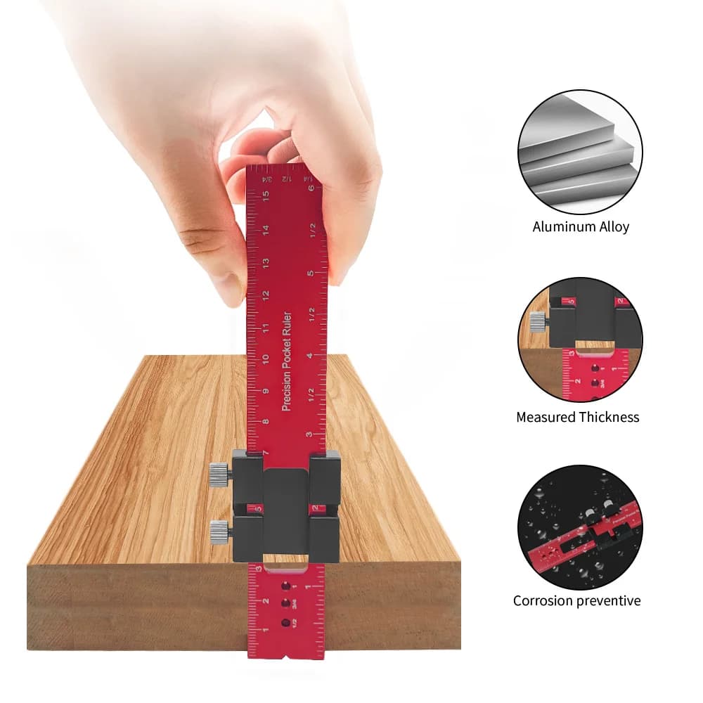 Righello Tascabile di Precisione con Fermi Scorrevoli per T-Track