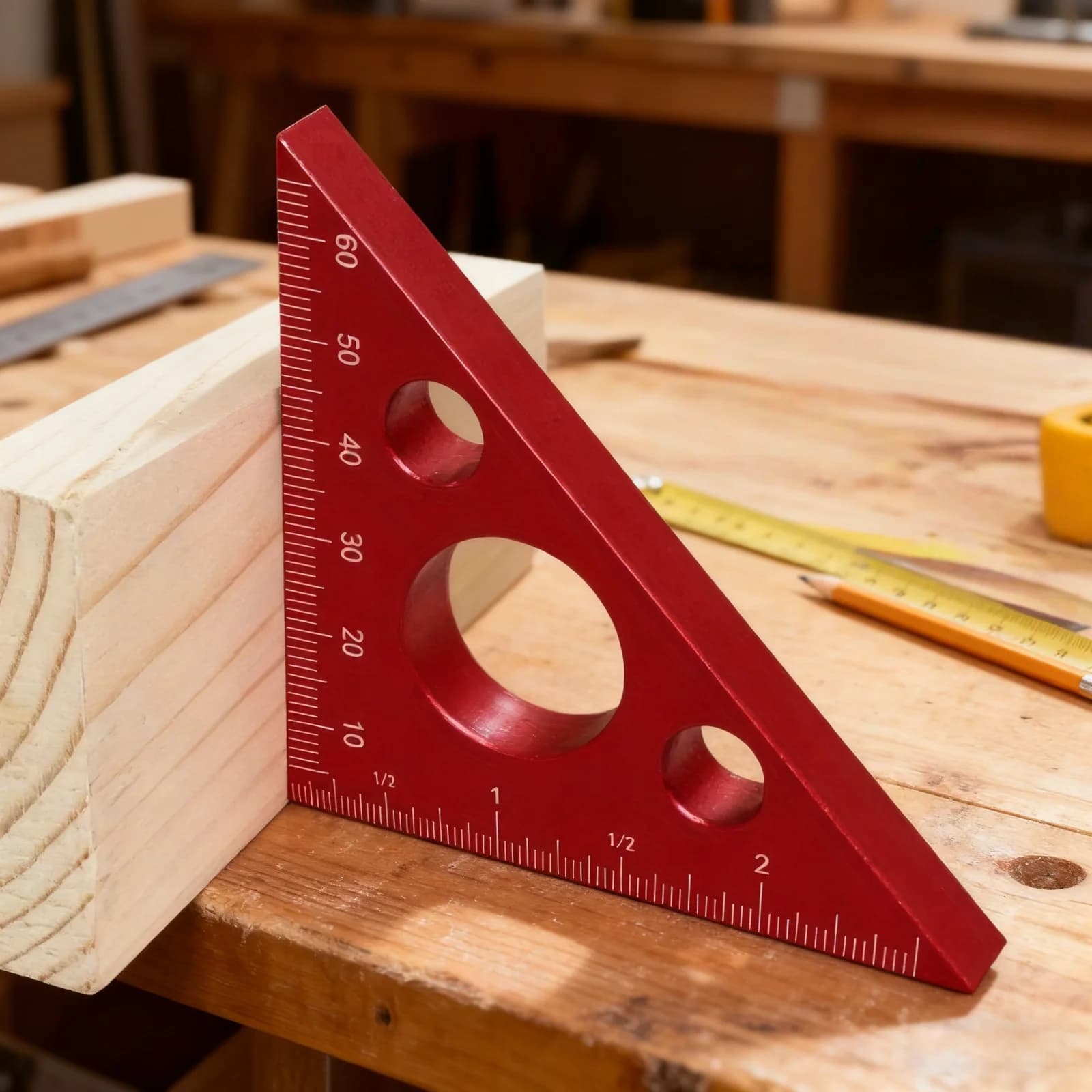 Squadra a triangolo in alluminio con doppia scala