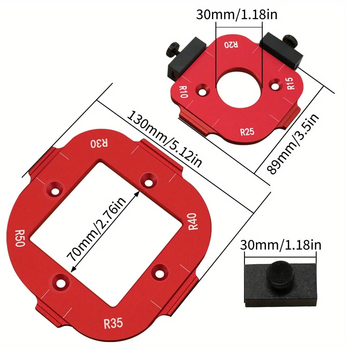 Set di modelli in alluminio per raggi angolari R10-R50