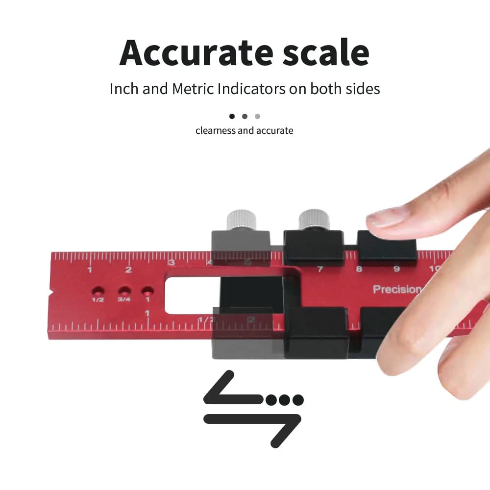 Righello Tascabile di Precisione con Fermi Scorrevoli per T-Track
