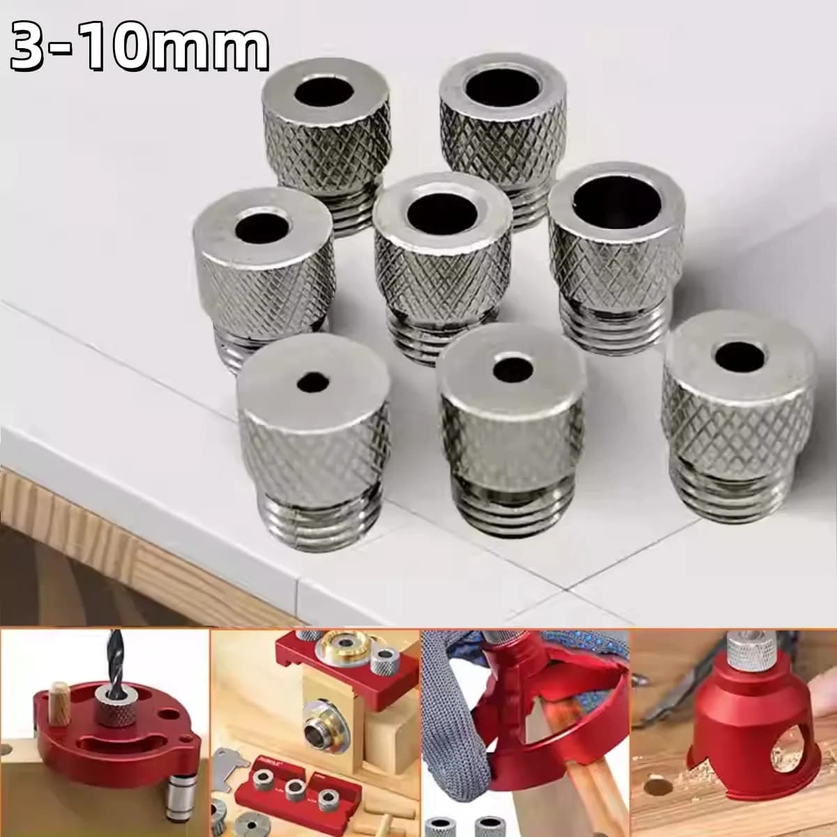 Boccole guida per trapano in acciaio inox, misure da 3mm a 10mm