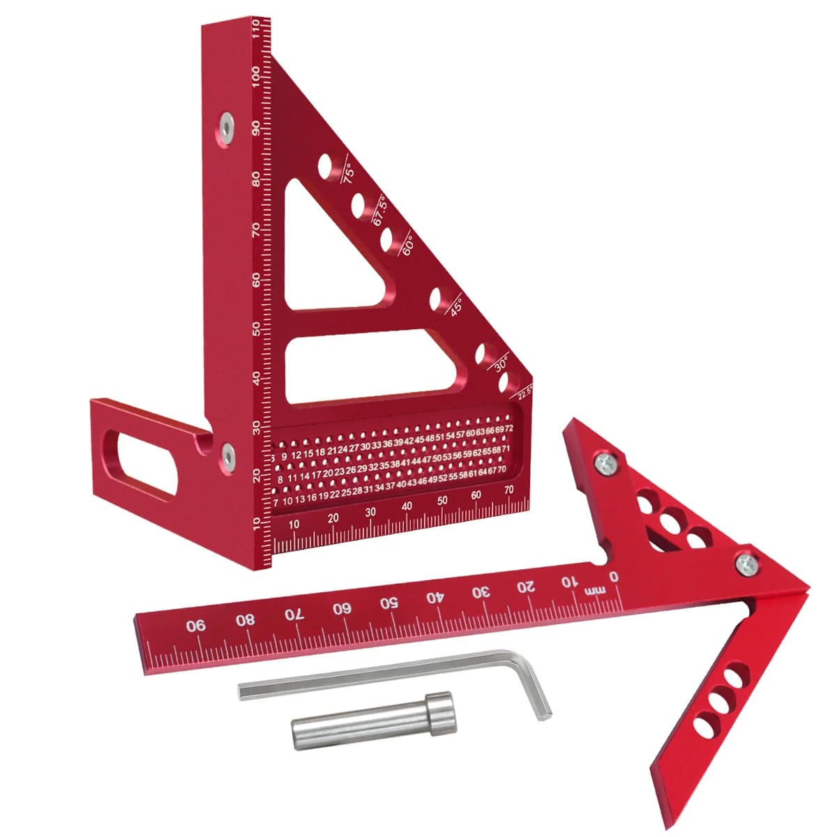 Kit da 2 pezzi Righello Triangolare Metrico e Tracciatore per Falegnameria