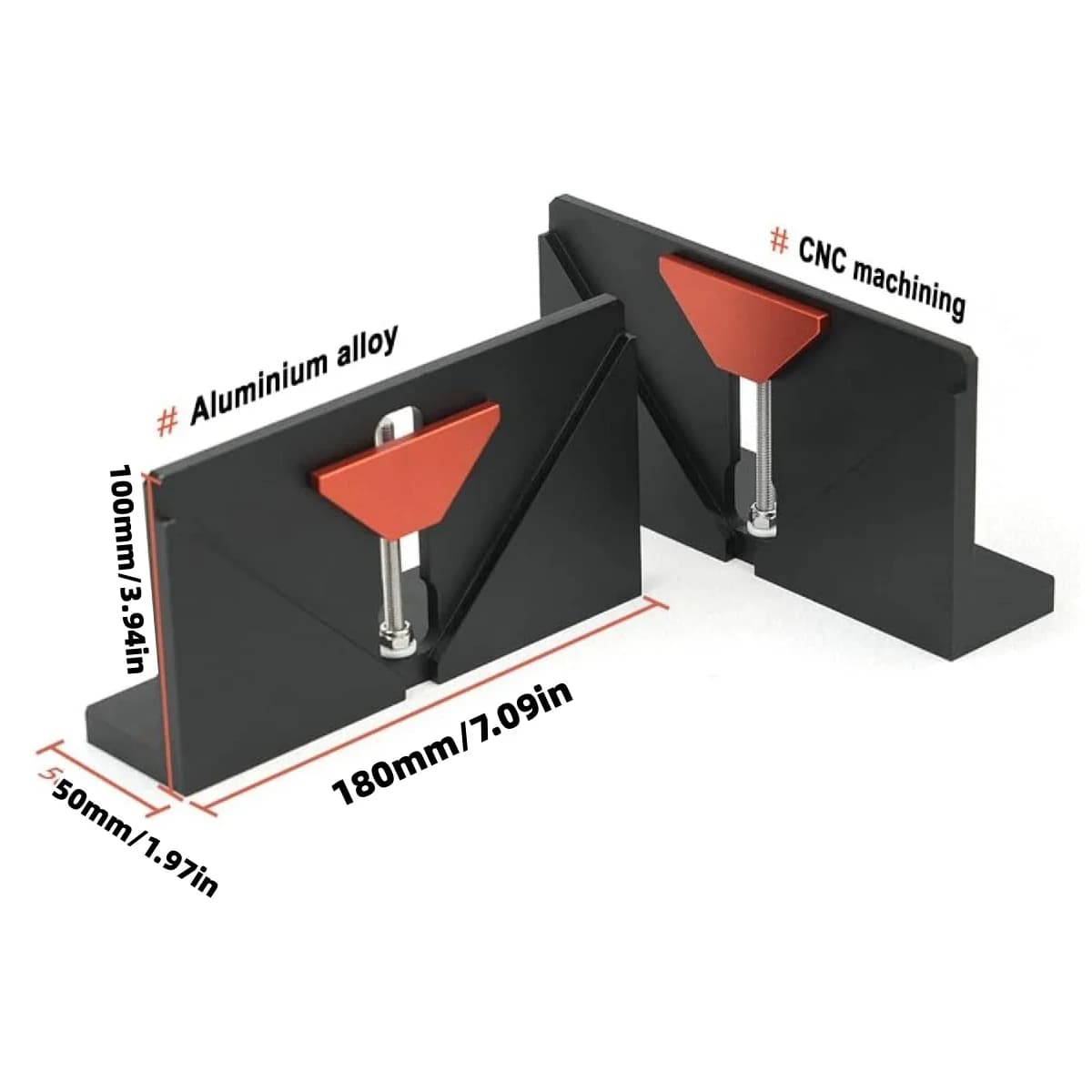 Set da 2 dime a L in alluminio per giunzioni a spline
