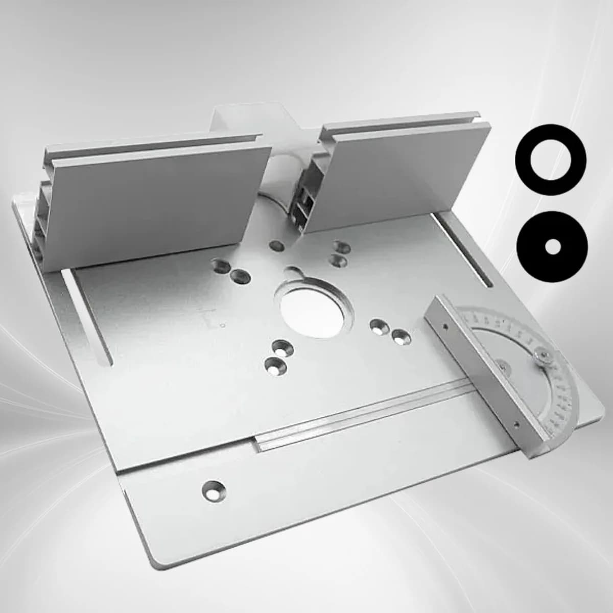 Piastra di inserimento per tavolo fresatrice in alluminio con guida