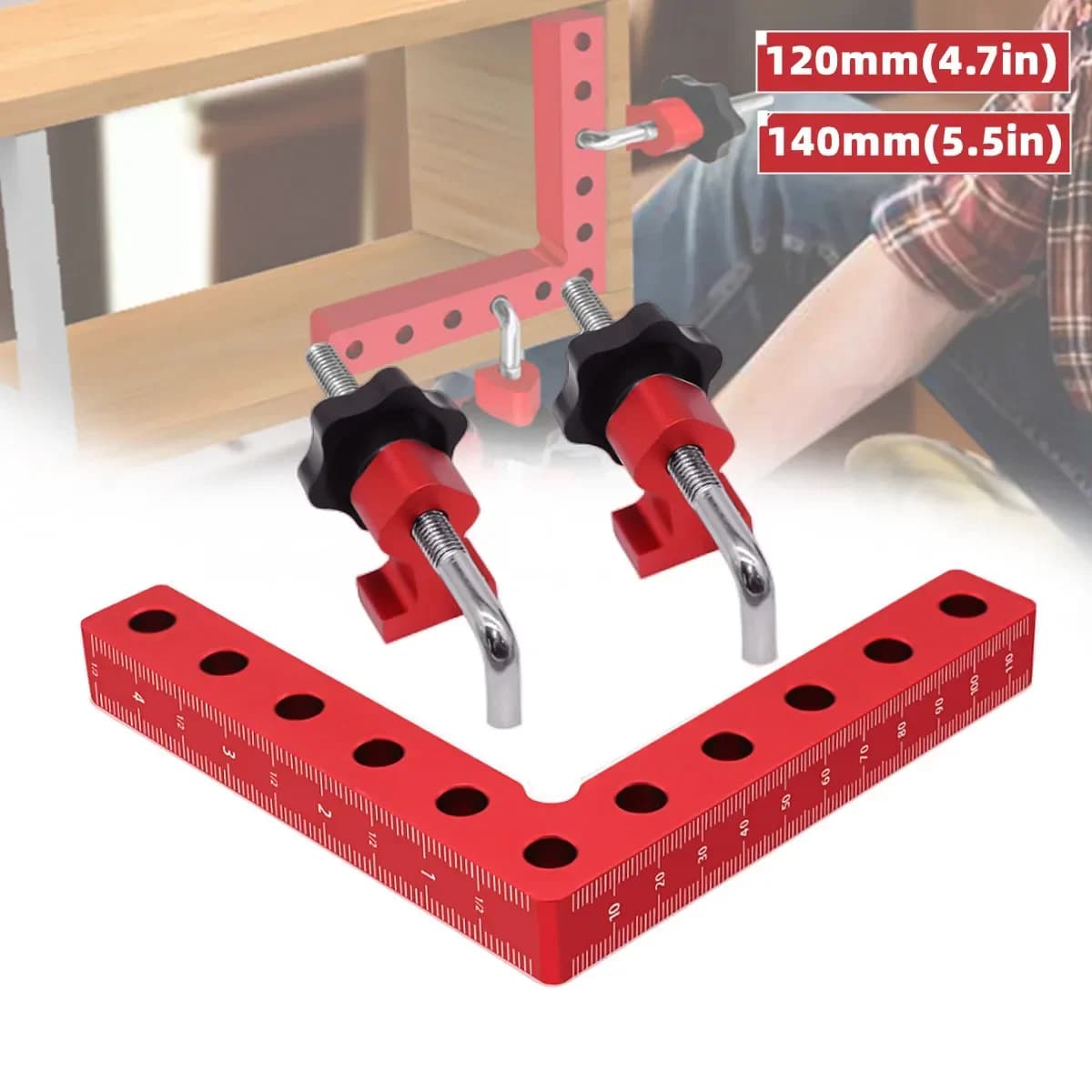 Morsetto a L da 90 gradi per legno, 120/140mm
