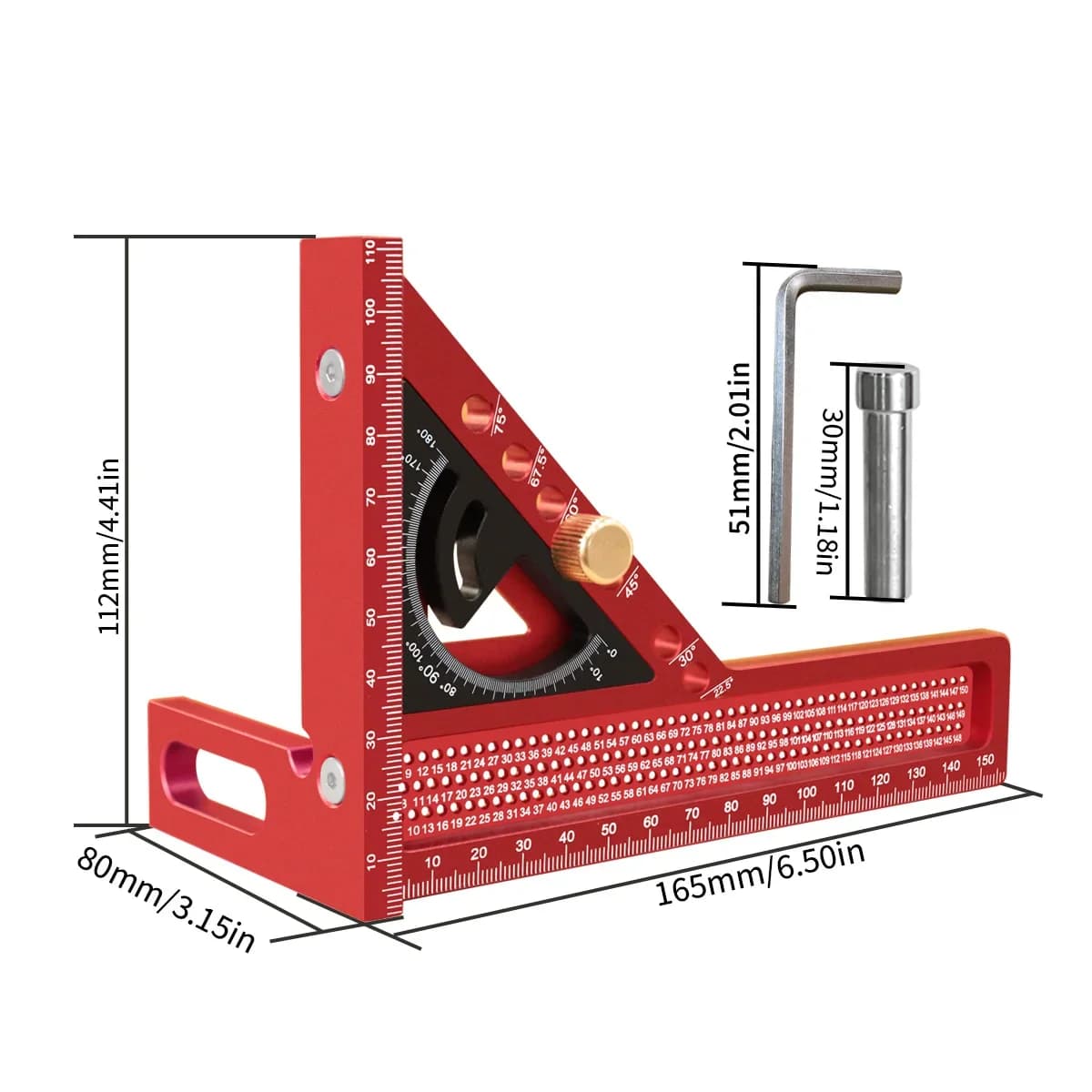 Set 2-in-1 squadra da carpenteria e righello triangolare