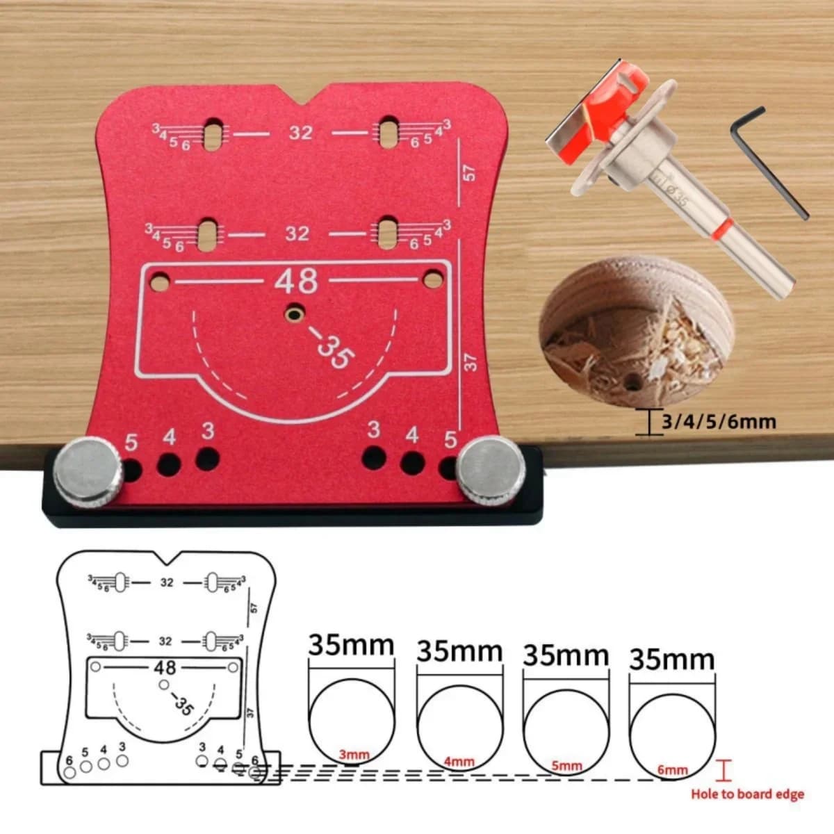 Punch per fori cerniere da 35mm con telaio limitatore