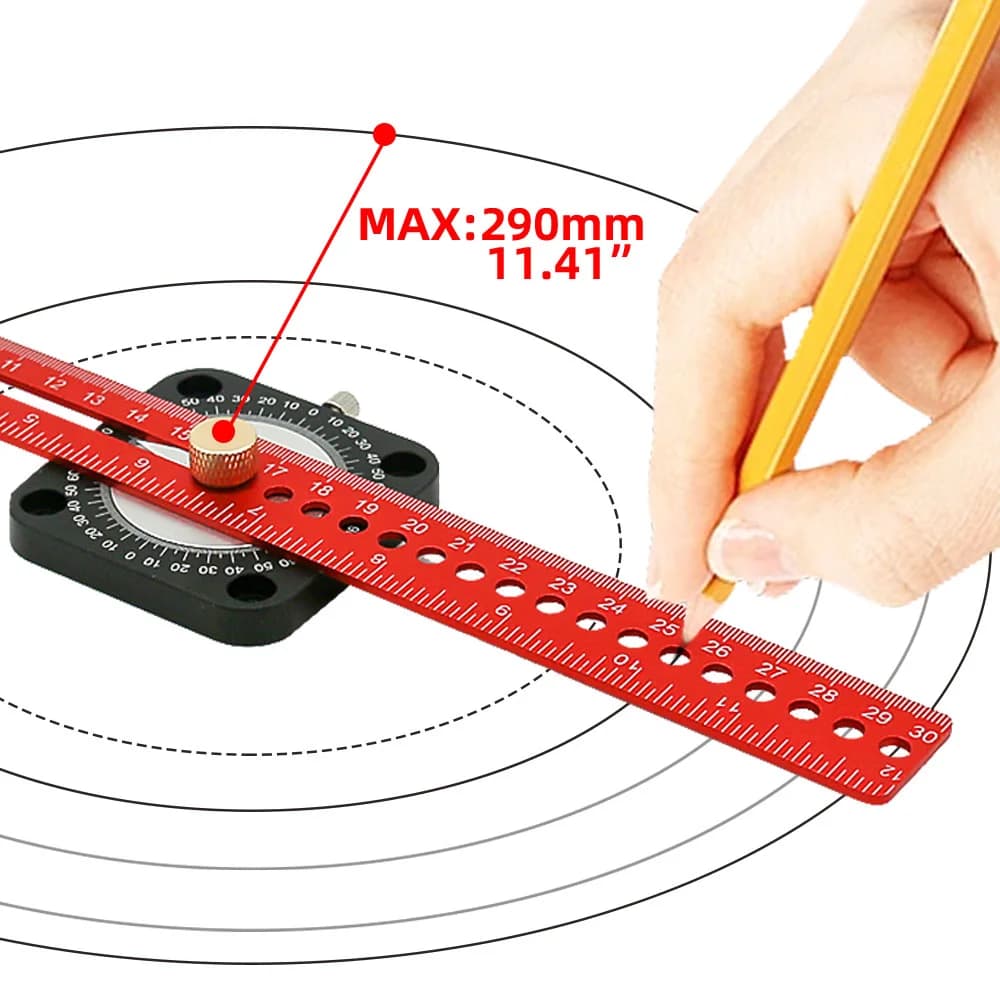 Goniometro e tracciatore in alluminio a 360°