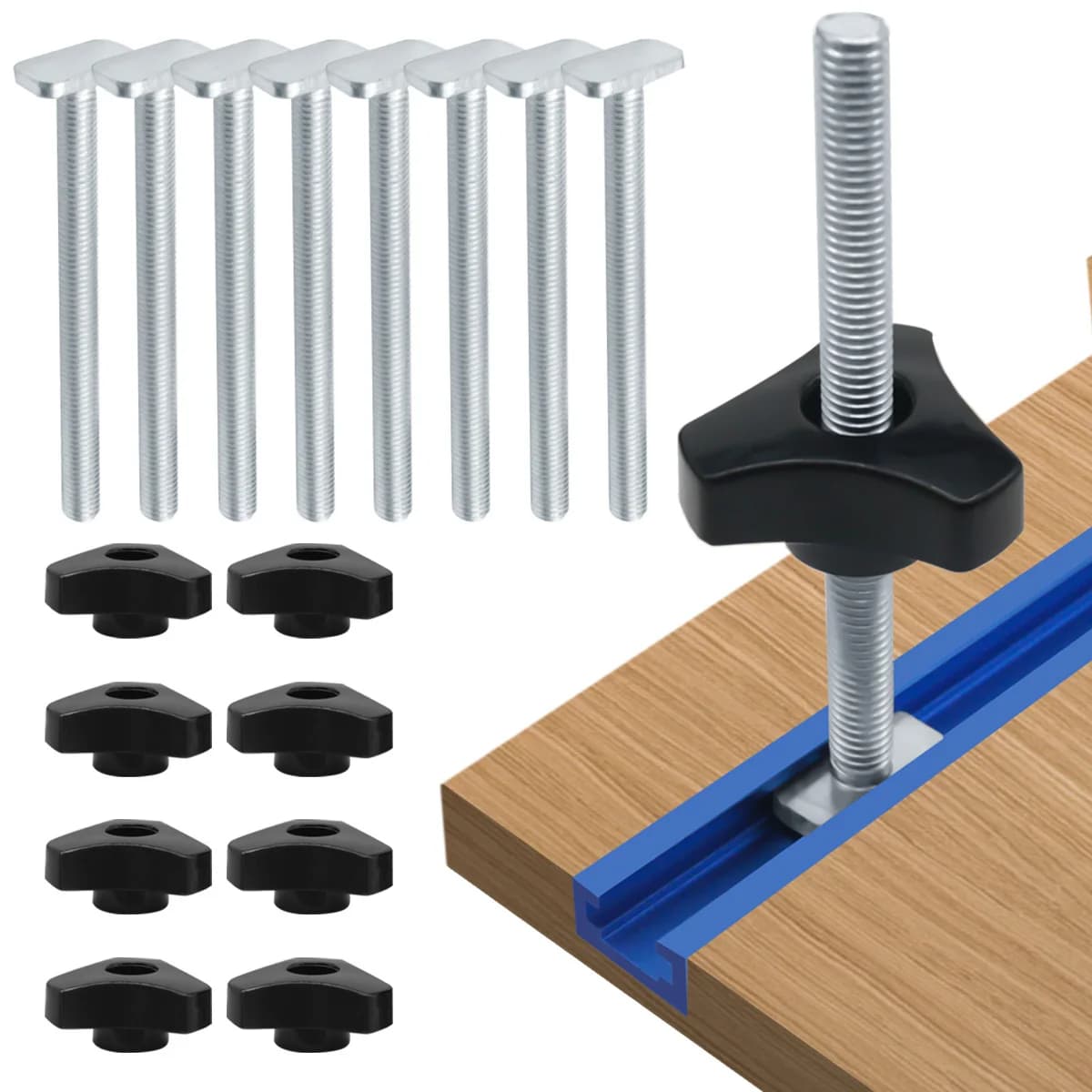 Kit da 8 pezzi manopola a bullone T per guida T da 1/4 di pollice
