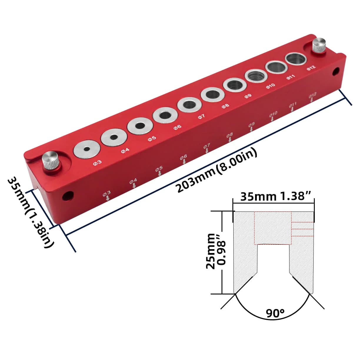 Kit dimezzatrice autoguidante per fori da 3-12mm