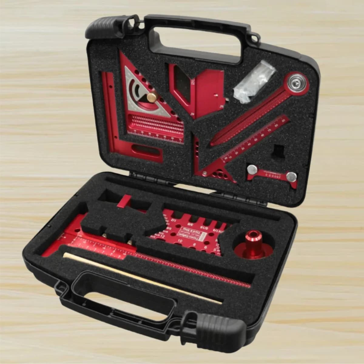 Kit di squadre da falegnameria a 10 pezzi con righello per tracciatura e compasso