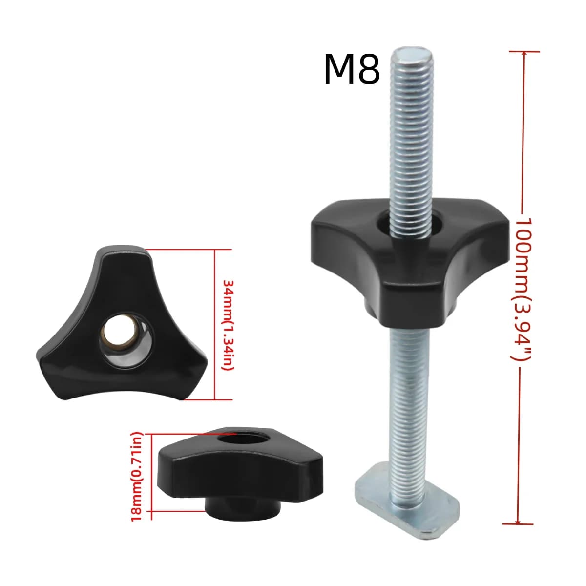 Kit da 8 pezzi manopola a bullone T per guida T da 1/4 di pollice