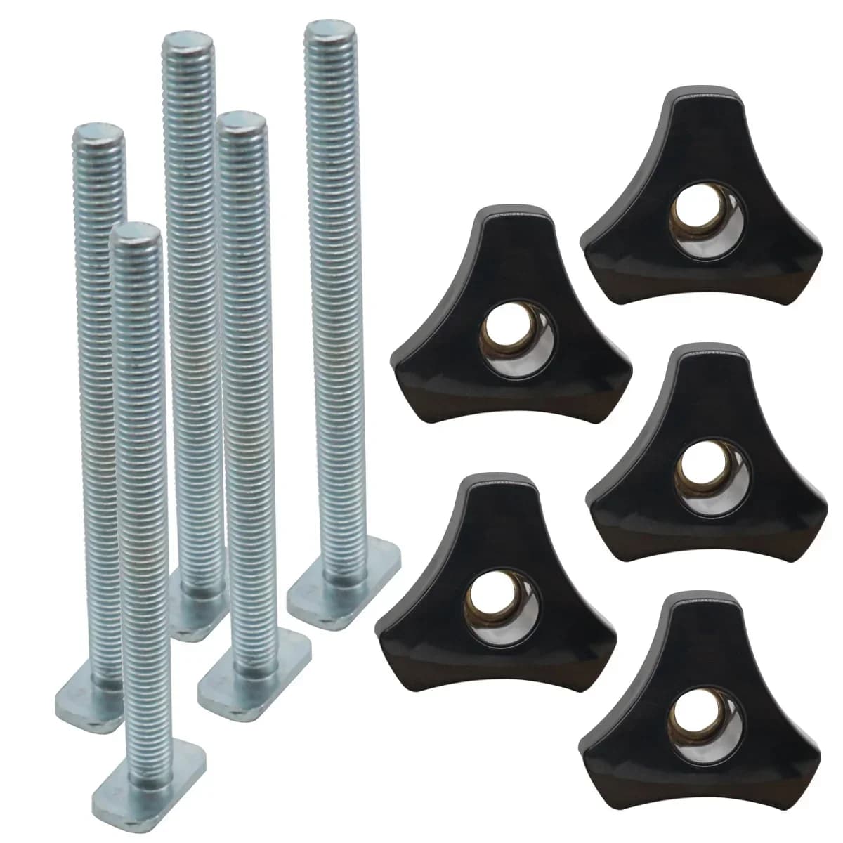 Binario a T doppio taglio 500mm con set manopole a bullone T