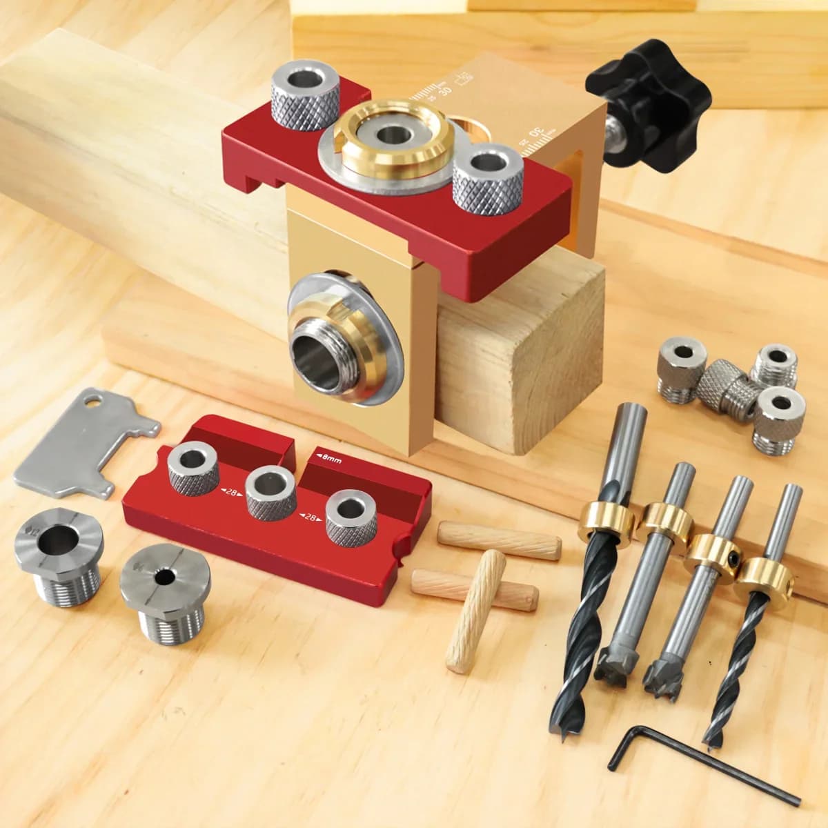 Kit di guide per trapano a tasselli regolabile 3-in-1 per lavorazione del legno