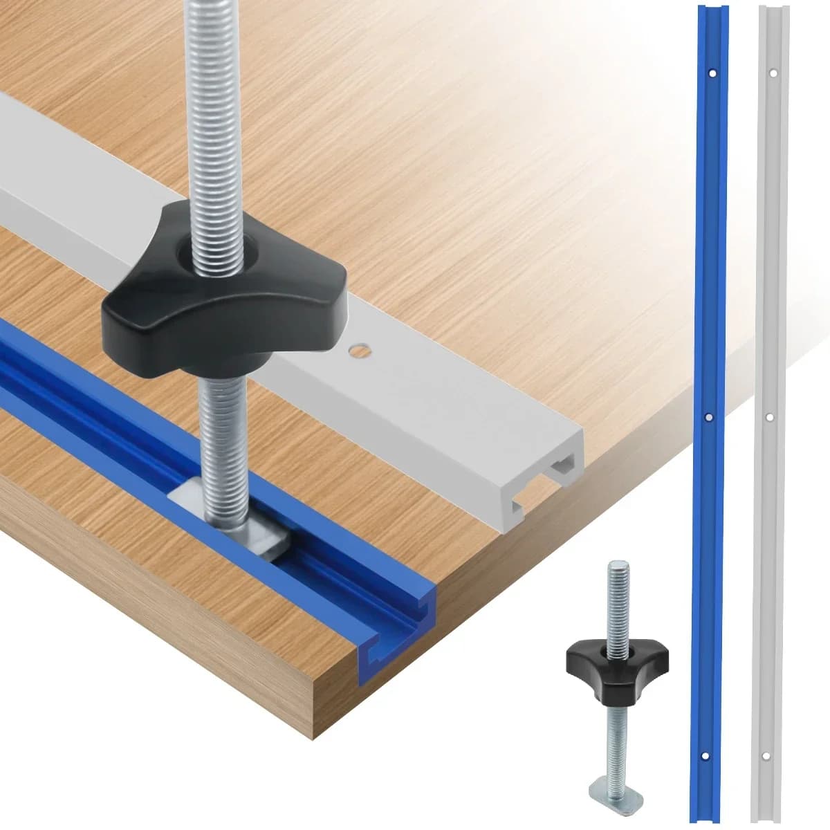 Binario a T doppio taglio 500mm con set manopole a bullone T