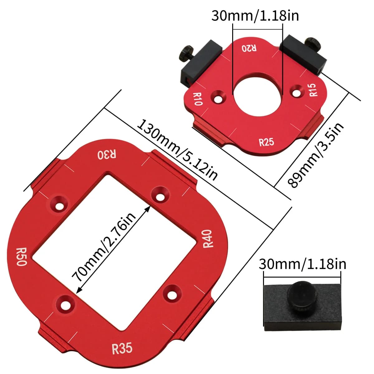 Template per angoli e archi 4-in-1 per fresatrice