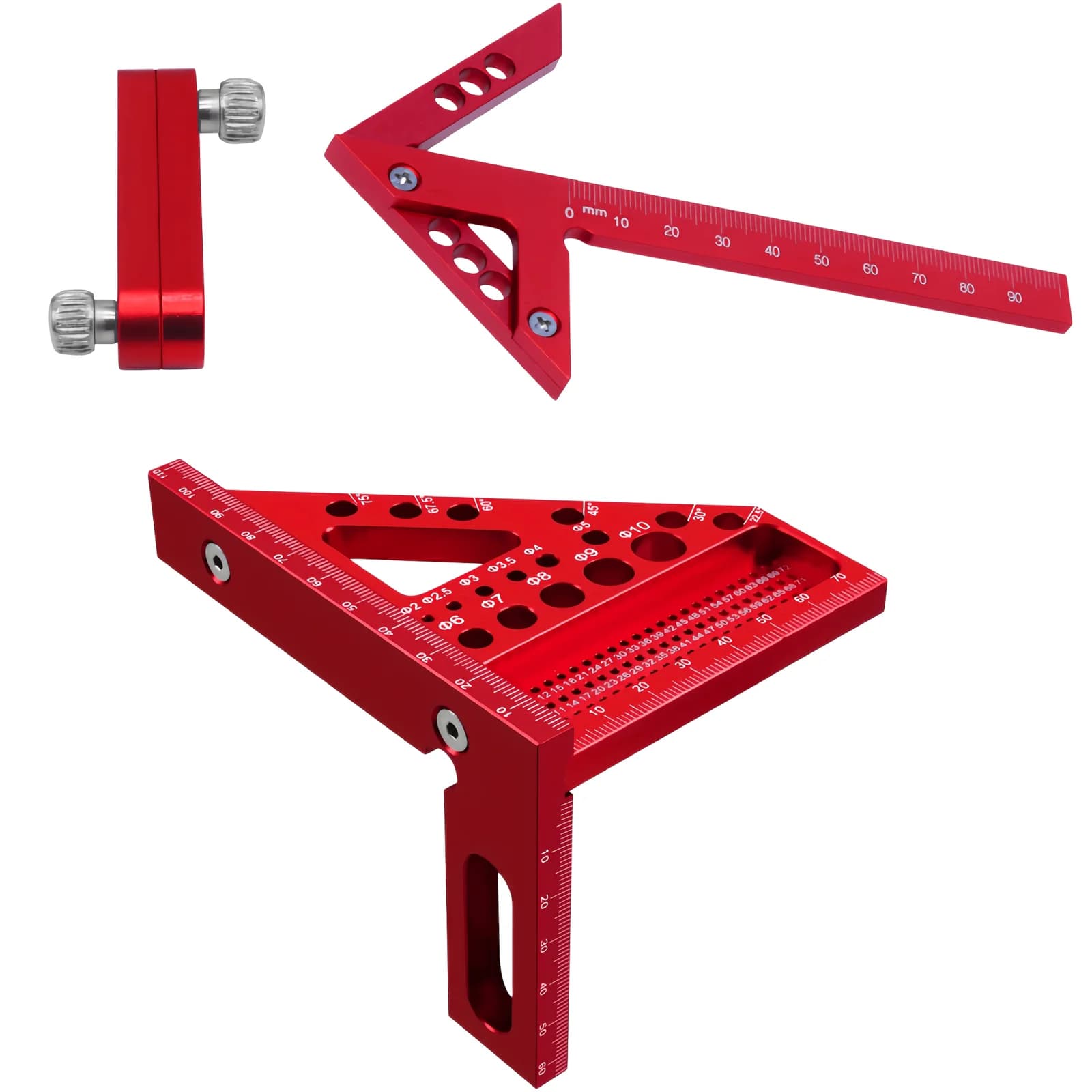 Set da 3 Pezzi: Squadra Triangolare e Righello Angolare in Alluminio