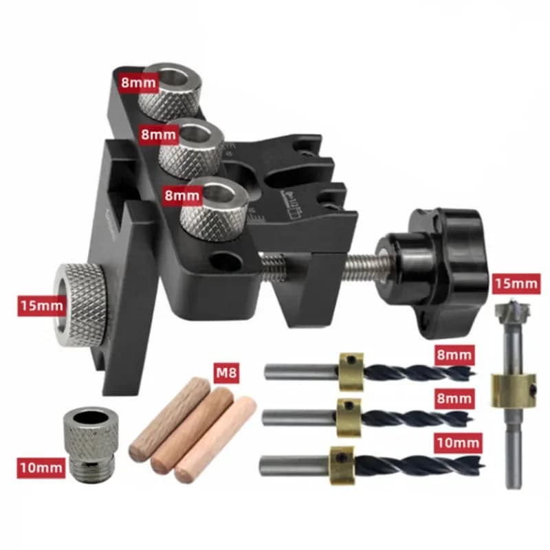 Kit di dima per tasselli da falegnameria di precisione 3-in-1