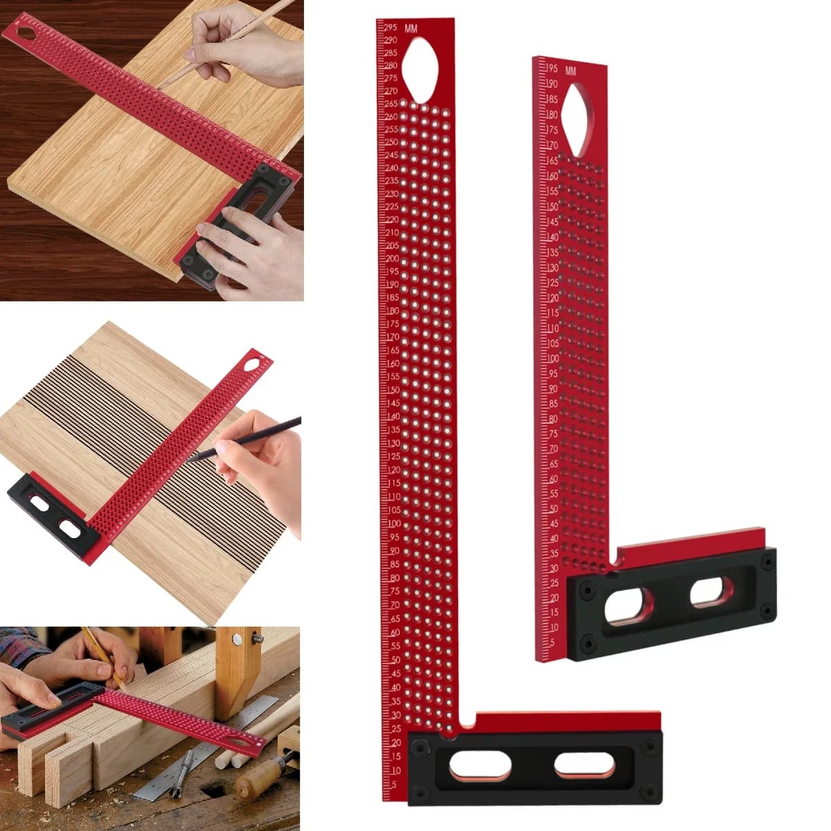 Trasino di precisione e squadra per tagli obliqui in alluminio 200mm/300mm