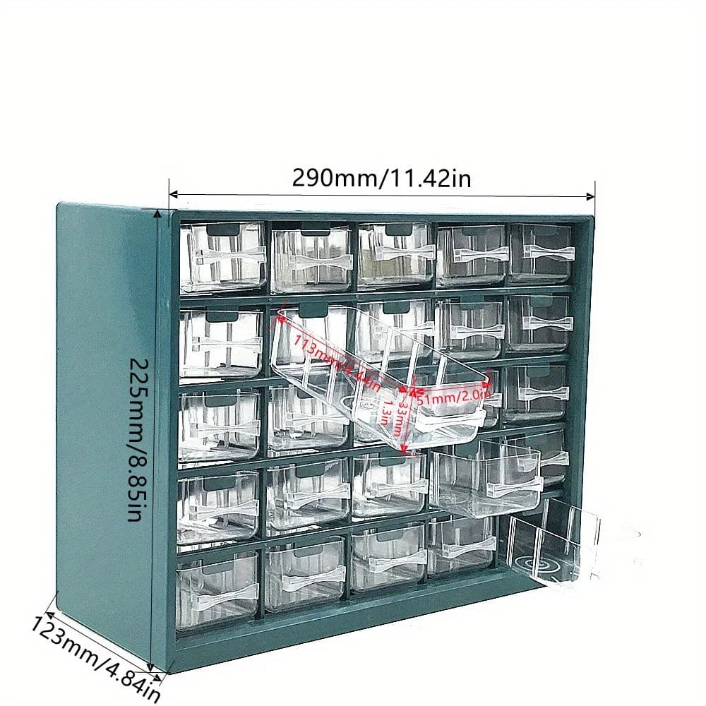 Cassetto portaoggetti a parete con 25 scomparti