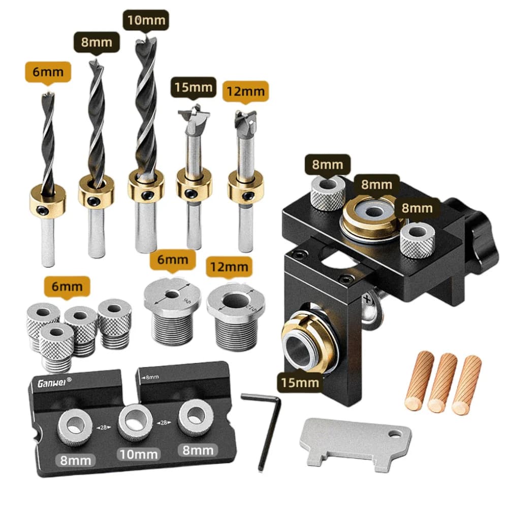 Sagoma 3-in-1 regolabile per spine e fori obliqui
