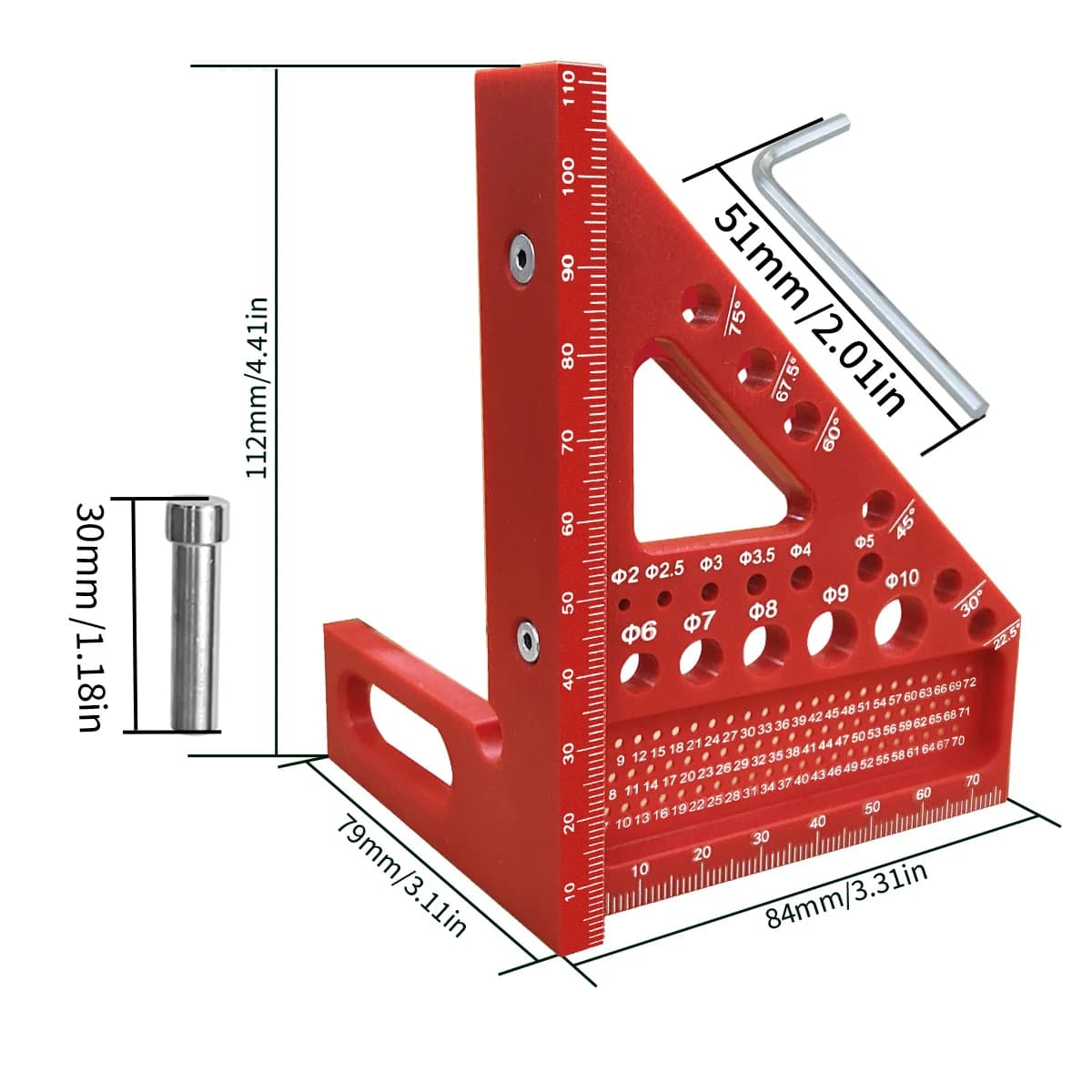 Righello di misurazione in plastica 3D multi-angolo