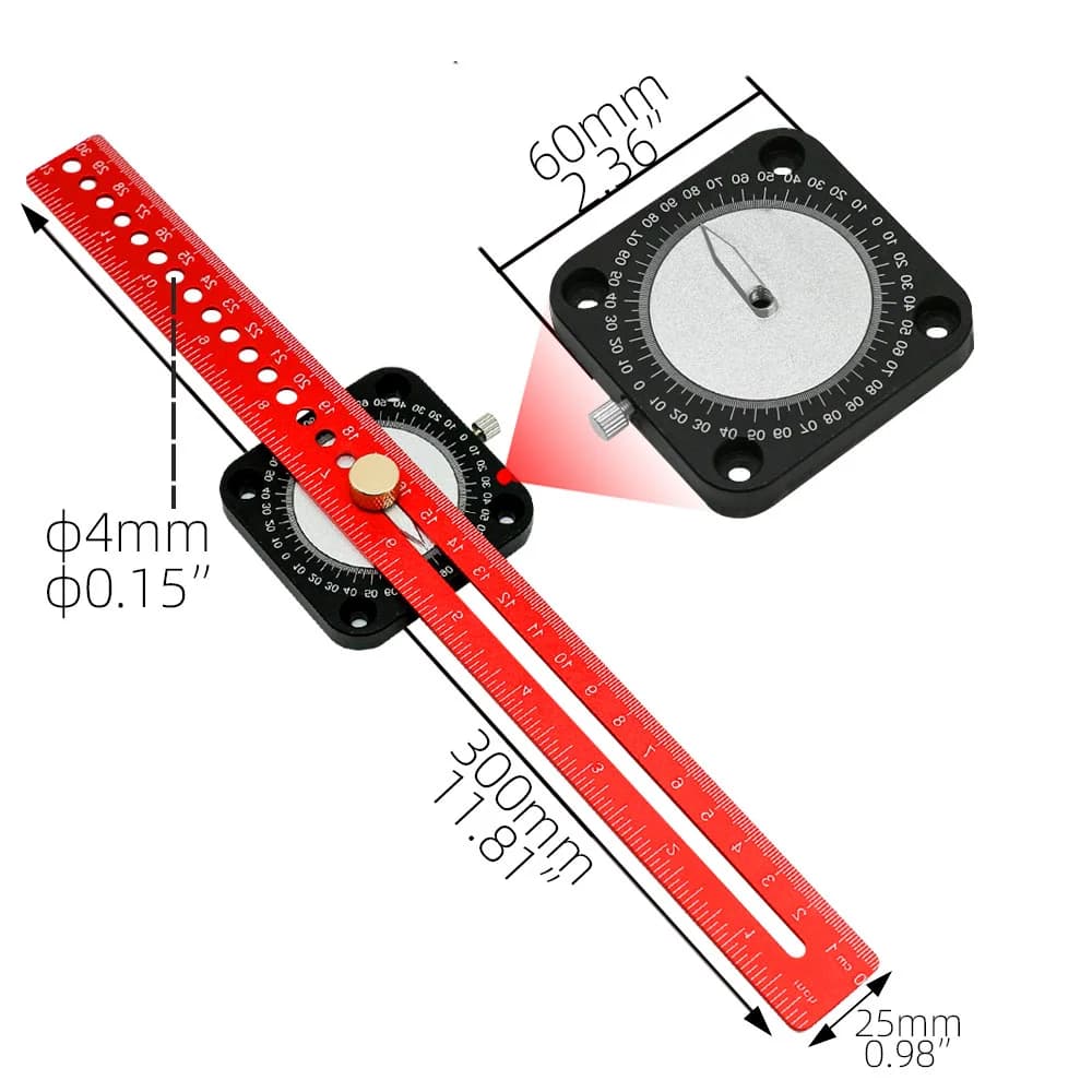 Goniometro e tracciatore in alluminio a 360°